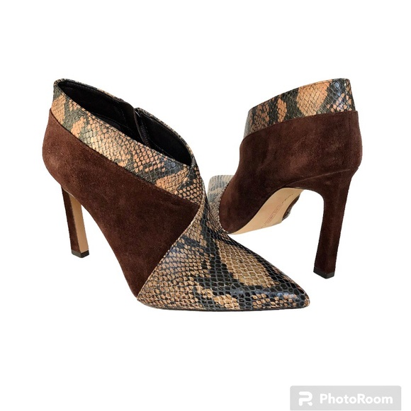 Vince Camuto Sempren Snakeskin Suede Leather Ankle Boots Booties Women’s - Picture 1 of 13
